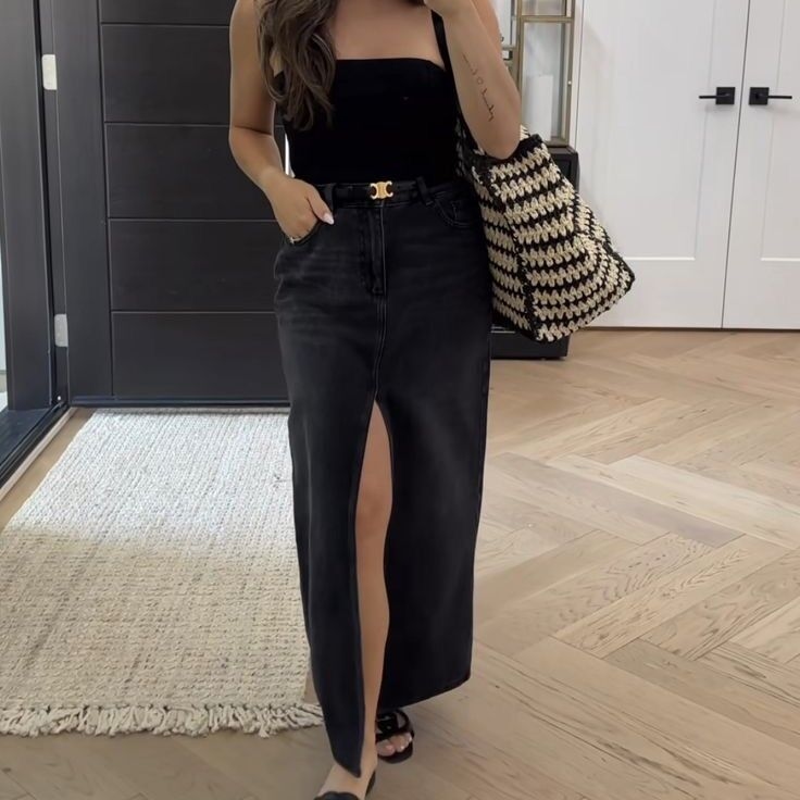 Image du produit : jupe jean avec fante devant