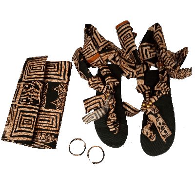 Image du produit : Tongs ,boucles d'oreilles et sac à main