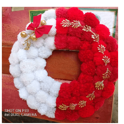 Image du produit : Couronne de fleurs- rouge carmin, rouge & blanc