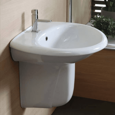 Image of Washbasin + Semi-Column - 33 cm - White
