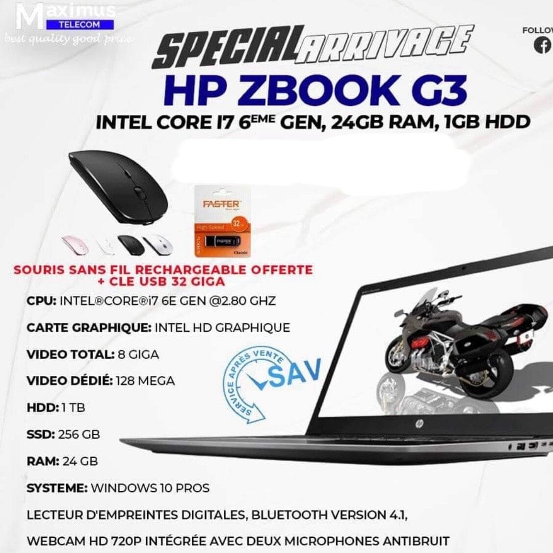 Image de HP ZBOOK G3 (Intel CORE I7 6eme Génération)