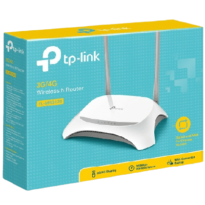 Image of TP LINK router with 4 LAN ports, 1 WAN port and 1 USB port, 300Mbps