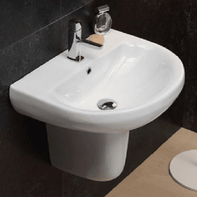 Image of VECTRA washbasin + wall hung column without tap