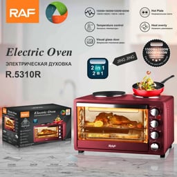 Image du produit Four Électrique RAF avec Double Plaque Chauffante, 40L, Rouge