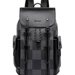 Product image for Designer Backpack with Geometric Pattern - Gray and White