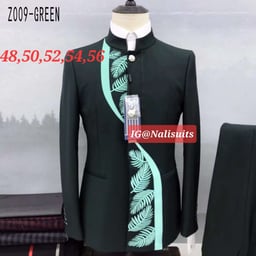 Image du produit Élégant Costume Vert pour Homme avec Motif de Feuilles