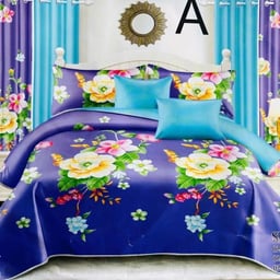 Image du produit Ensemble de literie à imprimé floral avec rideaux