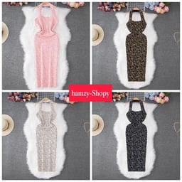 Product image for Elegant Geometric Pattern Halter Neck Bodycon Dress