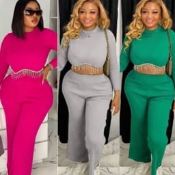 Product image for Elegant Women's Two-Piece Set with Embellished Waist Detail