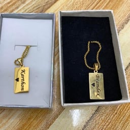 Product image for Personalized Gold-tone Pendant Necklaces with Engraved Names