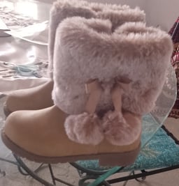 Product image for Fur-Trimmed Ankle Boots in Tan Leather