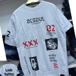 Product image for Balmain Oversized White T-Shirt with Black Sequined Logo