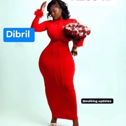 Product image for Elegant Red Bodycon Gown with Feathered Cuffs