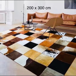 Image du produit Tapis patchwork en peau de vache multicolore, 200 x 300 cm