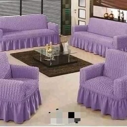 Product image for Set of Purple Ruffled Sofa and Armchair Covers
