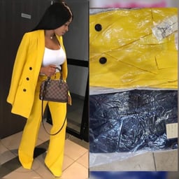 Image du produit Ensemble tailleur pour femme, blazer croisé et pantalon à jambes larges