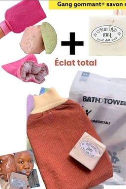 Product image for Exfoliating Set with Horsehair Mitt, Scrubbing Pad and Rice Milk Soap