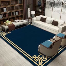 Product image for Large Midnight Blue Rug with Gold Accents, 200 x 300 cm