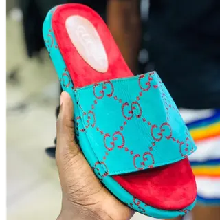 Photo 3 du produit  - Slippers Gucci - Bleu/Jaune/Rouge/Bleu ciel