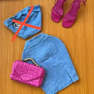 Product image attachment 1 - denim skirt with small slit