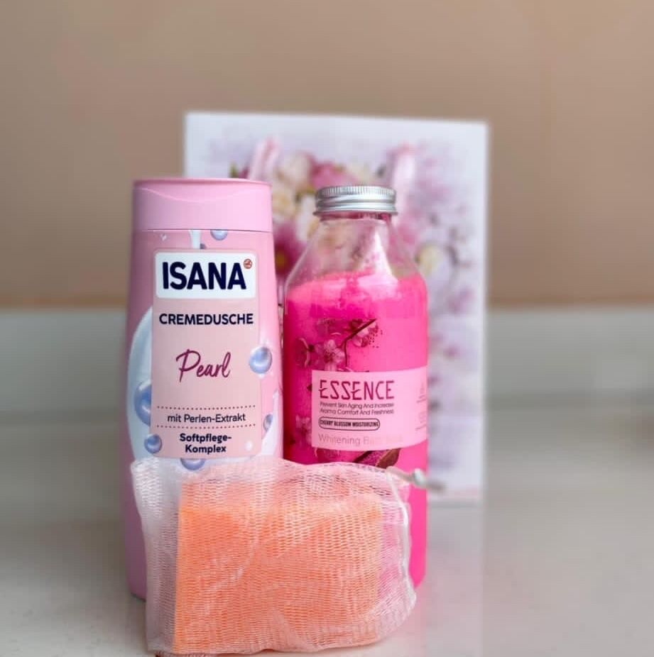 ISANA: shower gel, scrub, kojic soap)