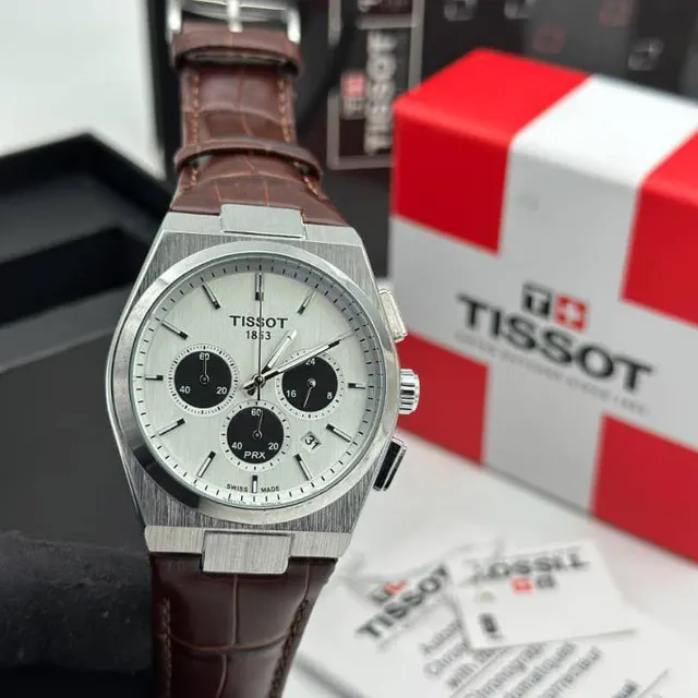 Image of Tissot PRX chronograph leather