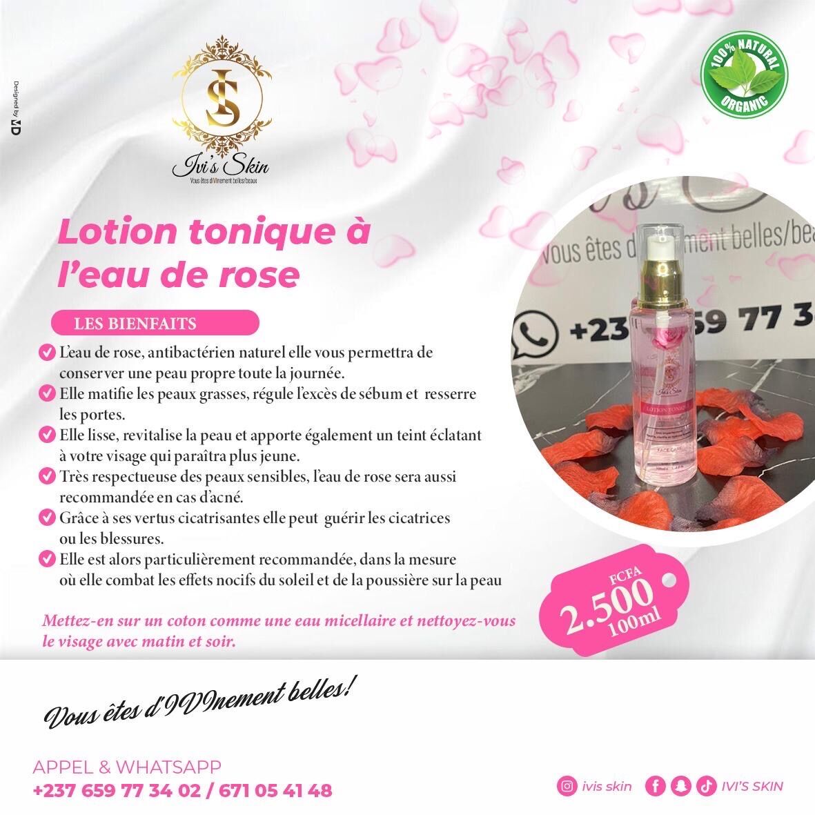 Tonic lotion with rose water