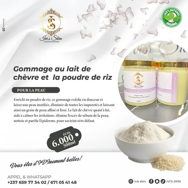 Image de Gommage au lait de chèvre et à la poudre de riz