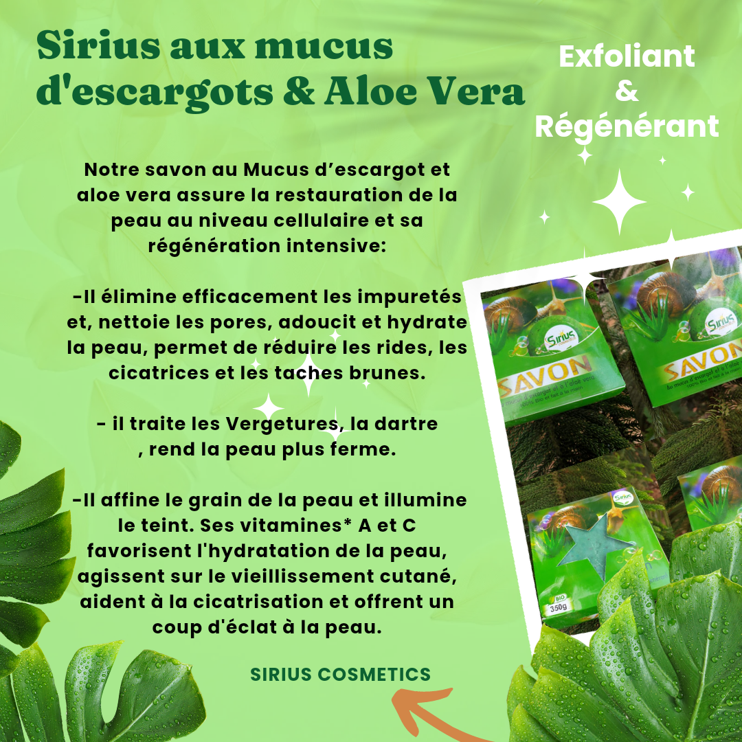 Product image attachment 2 - savon Sirius (aux mucus d'escargots & Aloe Vera)