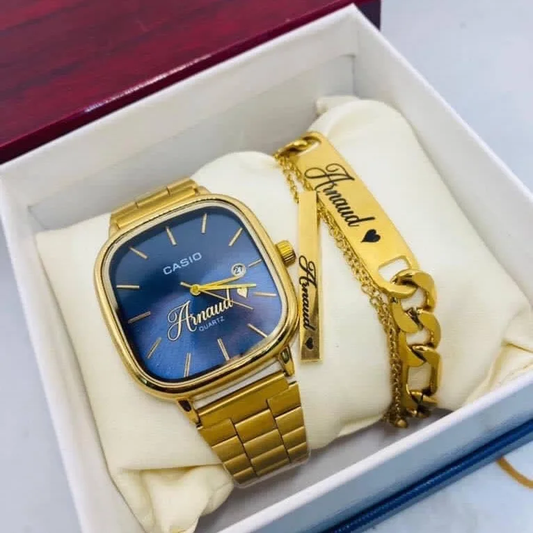 Product image attachment 1 - Casio watch + chain + bracelet set
