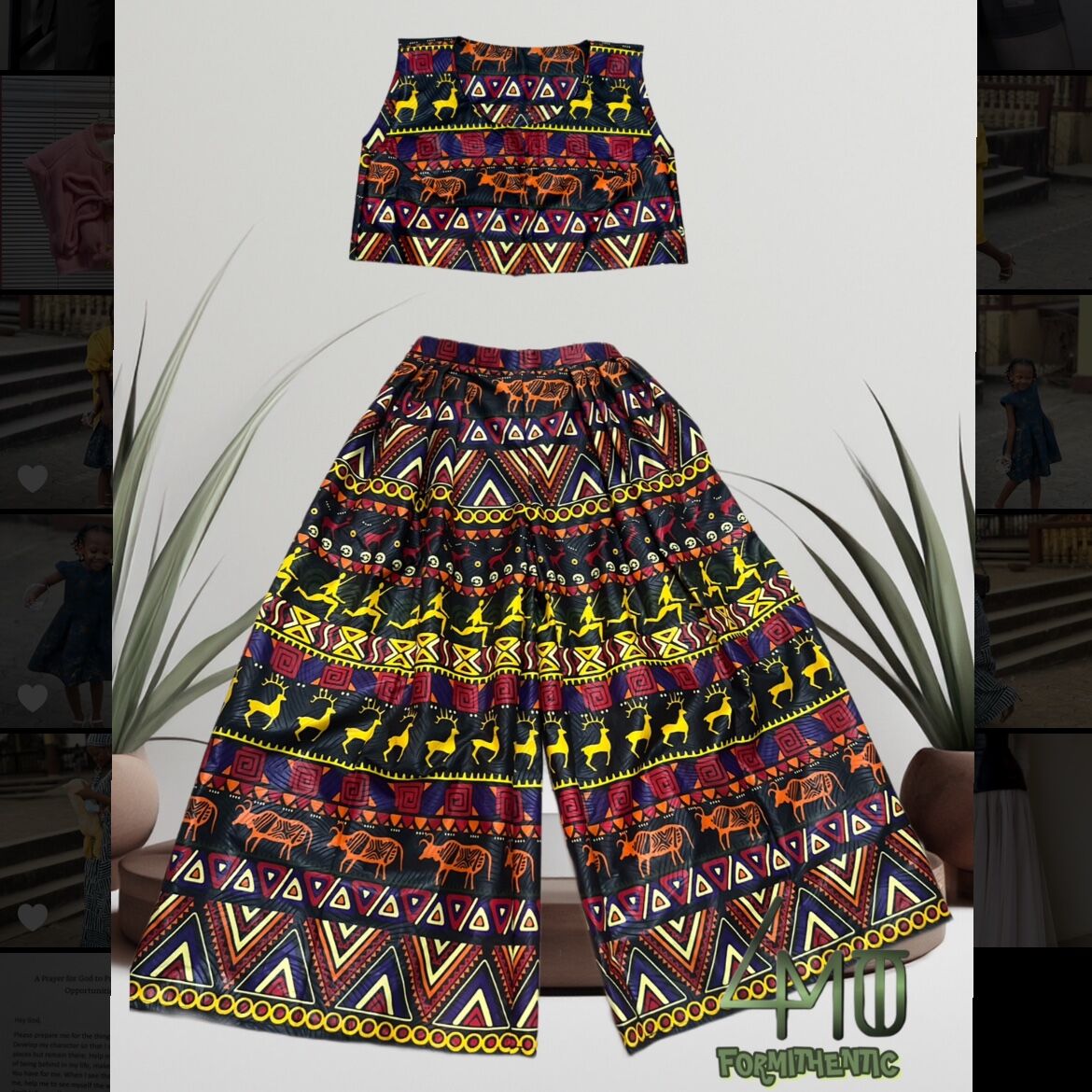 African prints bubu trousers with crop top