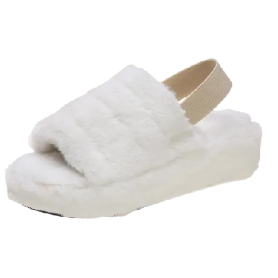 Product image attachment 1 - Open Toe Plush Slippers