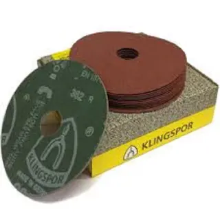 Photo 1 du produit  - Disque Fibres à Poncer n°120 - Diamètre 7x7/8 - Jaune/Gris