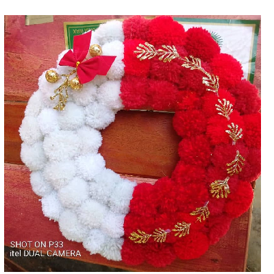 Photo 1 du produit - Couronne de fleurs- rouge carmin, rouge & blanc