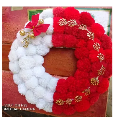 Image de Couronne de fleurs- rouge carmin, rouge & blanc