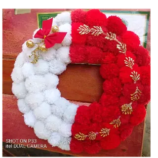 Product image attachment 1 - Wreath- crimson red, red & white