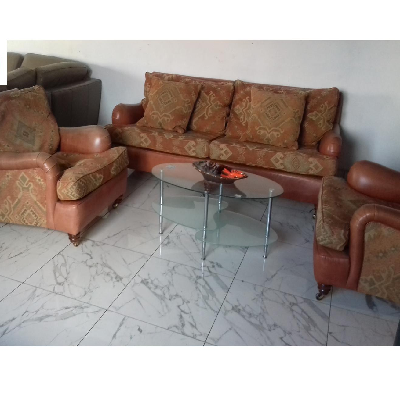 Photo 1 du produit - Salon en cuir + tissue