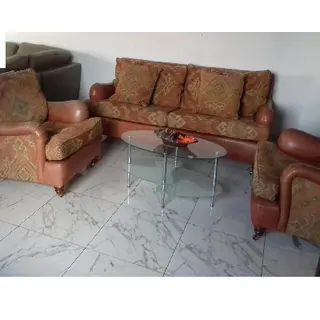 Product image attachment 1 - Leather + fabric lounge