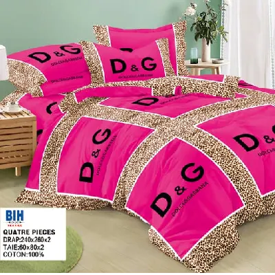Image de Draps 100% coton 2 draps 3 places plus deux taies d'oreiller