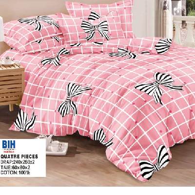 Photo 2 du produit - Draps 100% coton 2 draps 3 places plus deux taies d'oreiller