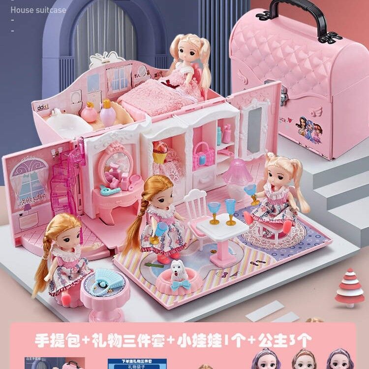princess doll play house with suitcase