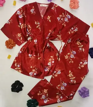 Photo 1 du produit  - Ensemble pantalon + kimono pour dormir