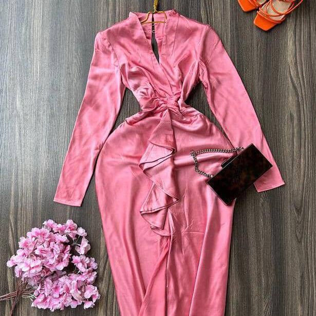 Photo 1 du produit - robe dame tres classe dos ouvert soie bien lourde