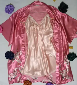 Photo 2 du produit  - Ensemble nuisette peignoir Rose