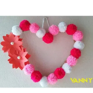 Product image attachment 1 - Wreath- pink, dark pink & white