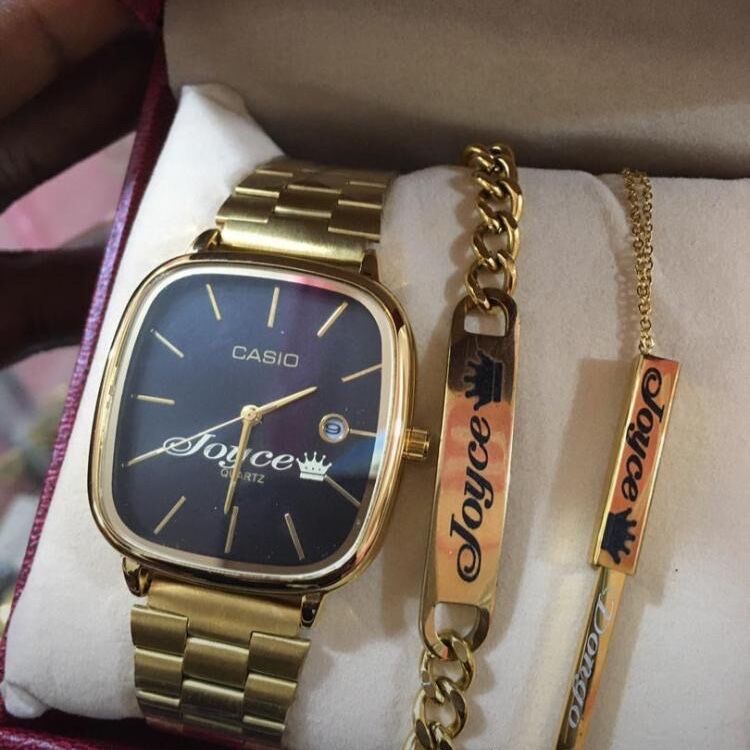 personalized Casio or Rolex gold or silver watch