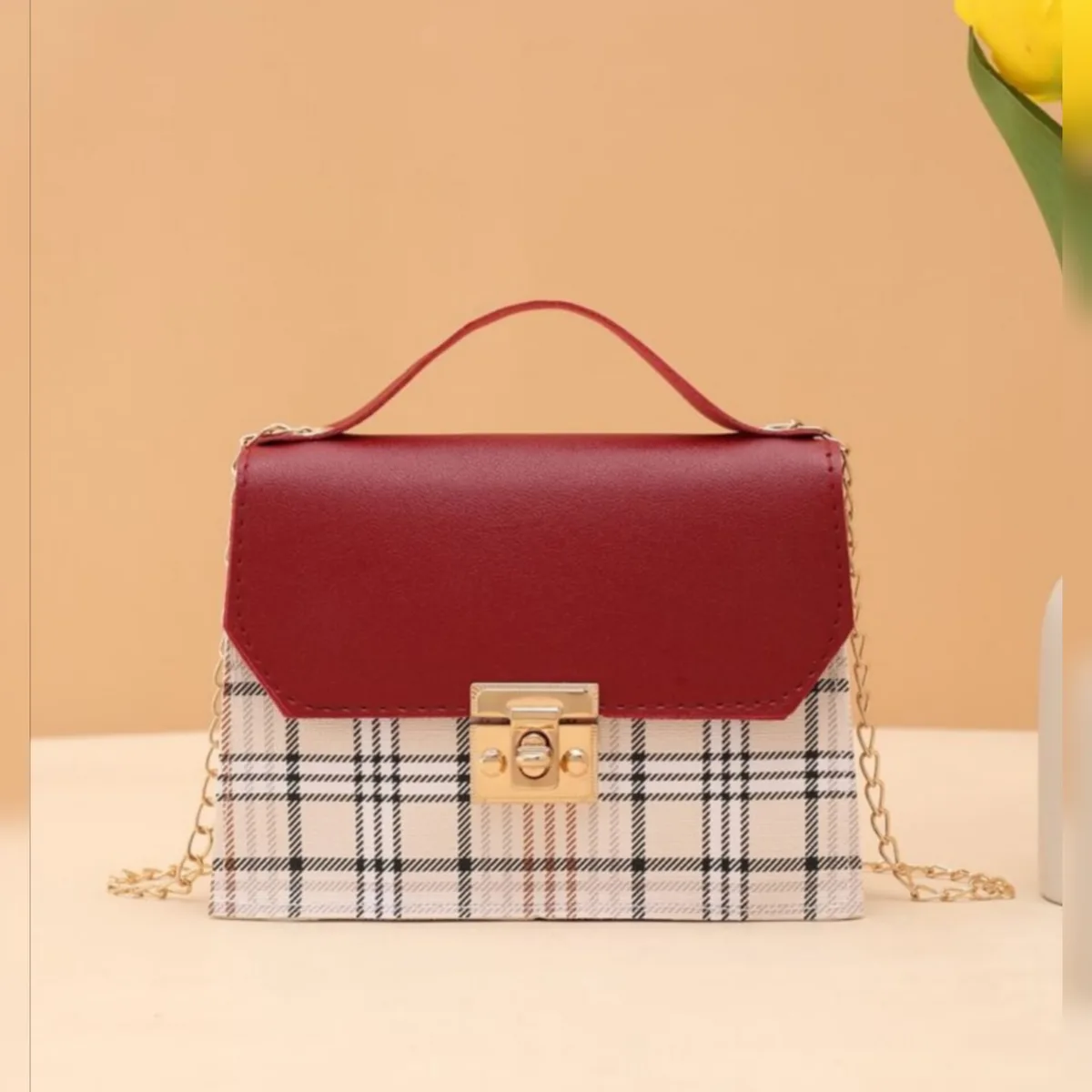 Photo 1 du produit - Mini sac carré à rabat bicolore Fashion