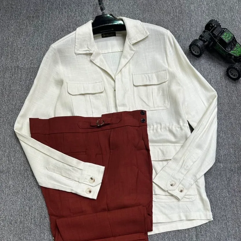 Photo 1 du produit - ensemble surchemise lin + pantalon taille haute
